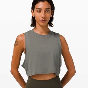 Lululemon all yours cropped tank top size 6 grey sage
